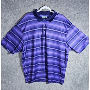 Ben Hogan Performance Polo Shirt Mens Size 3XL Purple Striped Golf Casual Preppy